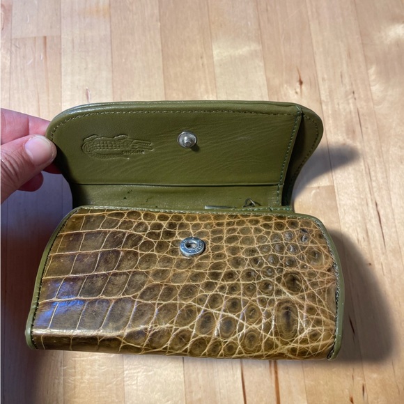 Croc embossed leather trifold vintage wallet - Picture 7 of 9